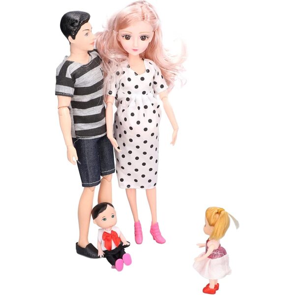 Set Bambole Famiglia con Mamma Incinta e Accessori, Giocattolo Interattivo 7+