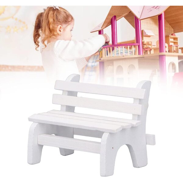 Panca in legno scala 1:12 bianca per casa delle bambole - Miniatura dettagliata Acouto