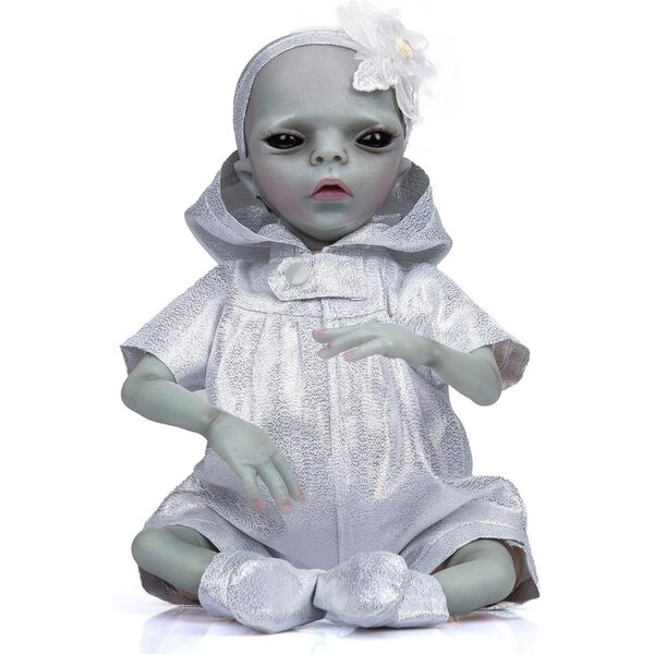 Silikon-Alien-Rebirth-Puppe, 38 cm – realistisch, weich, mit abnehmbarer Kleidung
