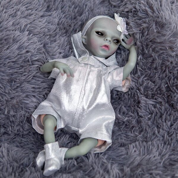 Silikon-Alien-Rebirth-Puppe, 38 cm – realistisch, weich, mit abnehmbarer Kleidung
