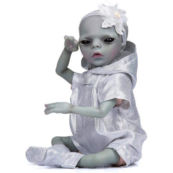 Silikon-Alien-Rebirth-Puppe, 38 cm – realistisch, weich, mit abnehmbarer Kleidung