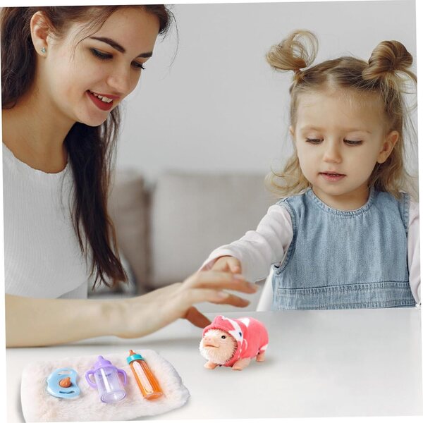 Set Maialini in Silicone con Accessori, Mini Bambola Realistica 5 Pezzi per Bambini