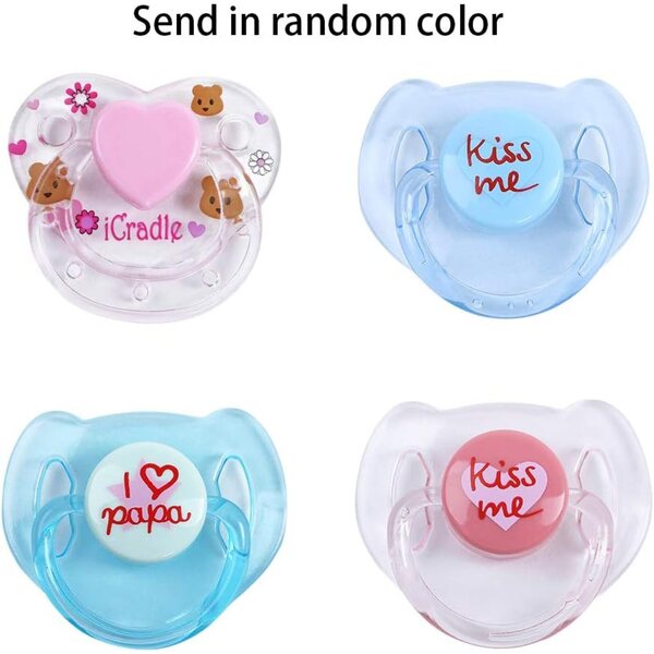 Dioche 4 magnetische Schnuller für wiedergeborene Puppen, farbige und realistische künstlerische Accessoires