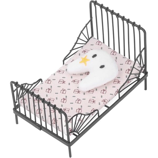 Acouto Letto in Metallo 1:12 per Casa delle Bambole, Design Europeo e Accessori Inclusi