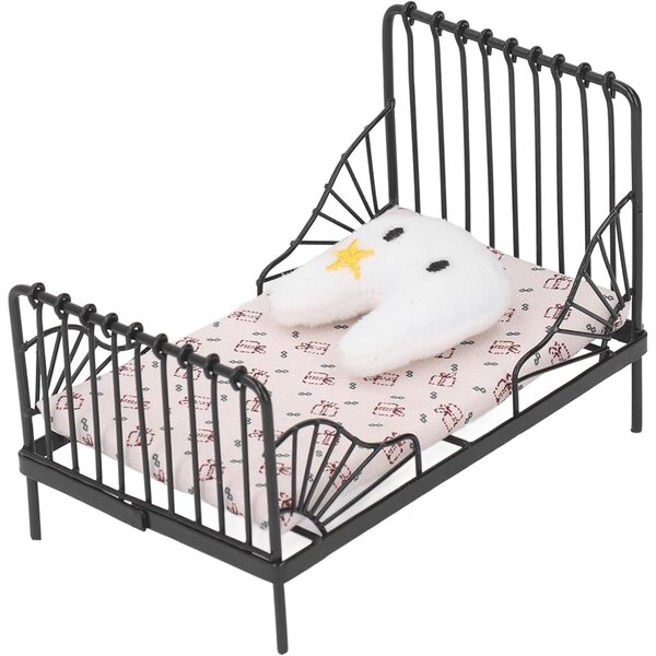 Acouto Letto in Metallo 1:12 per Casa delle Bambole, Design Europeo e Accessori Inclusi