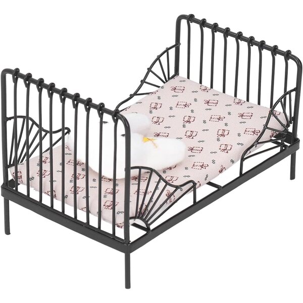 Acouto Letto in Metallo 1:12 per Casa delle Bambole, Design Europeo e Accessori Inclusi
