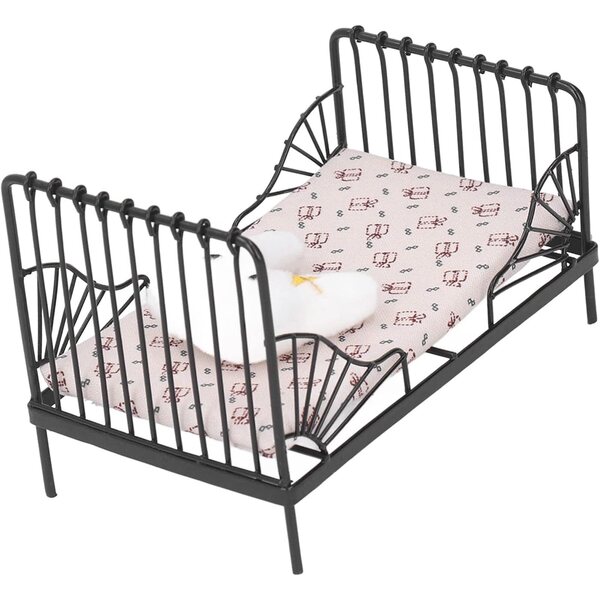 Acouto Letto in Metallo 1:12 per Casa delle Bambole, Design Europeo e Accessori Inclusi