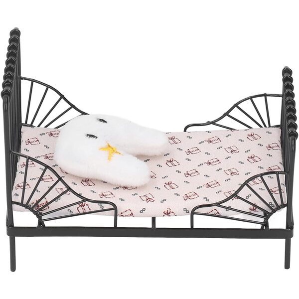 Acouto Letto in Metallo 1:12 per Casa delle Bambole, Design Europeo e Accessori Inclusi