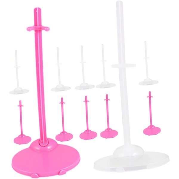 BESPORTBLE Supporti Bambole Espositore Tavolo 12 Pezzi Trasparenti e Rosa