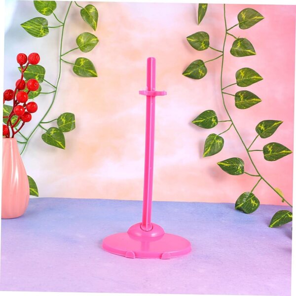 BESPORTBLE Supporti Bambole Espositore Tavolo 12 Pezzi Trasparenti e Rosa