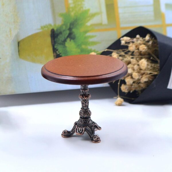 1:12 runder Holztisch für NIDONE Puppenhaus, elegante und widerstandsfähige Miniatur