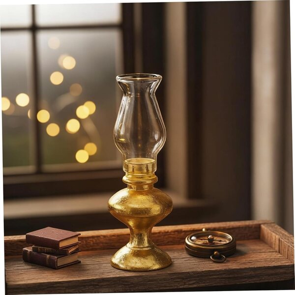 Mini lampada a olio vintage per casa delle bambole in scala 1:12 con paralume in vetro