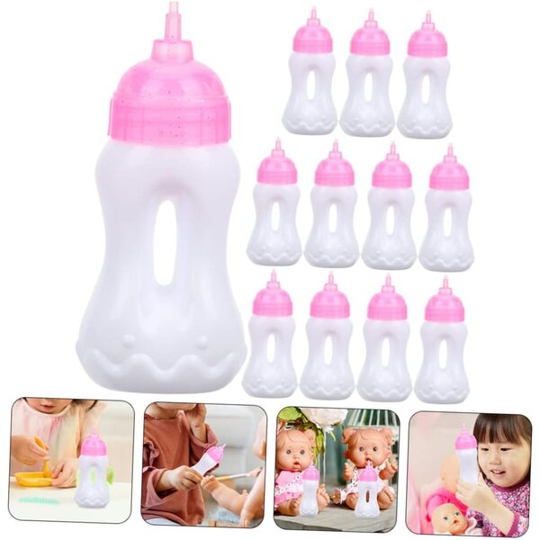 WOONEKY 20 Mini Bottiglie Latte per Bambina, Giocattoli in Miniatura per Bambolotti e Decorazioni