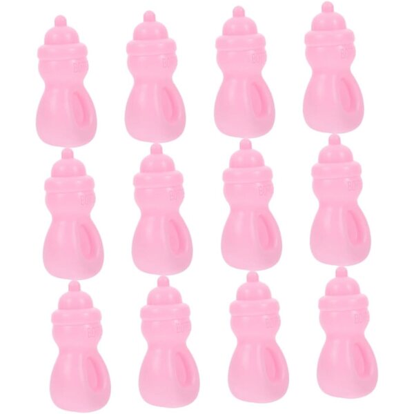 WOONEKY 12 Biberon Miniatura Rosa per Bambole, Accessori Realistici e Creativi