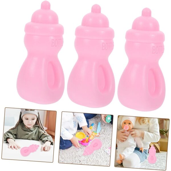 WOONEKY 12 Biberon Miniatura Rosa per Bambole, Accessori Realistici e Creativi