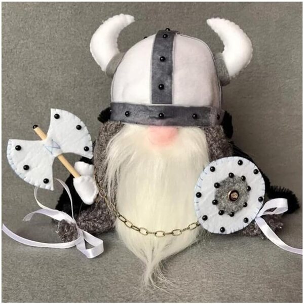 Set 3 Gnomi Guerrieri Vichinghi in Peluche per Decorazioni di Halloween e Autunno