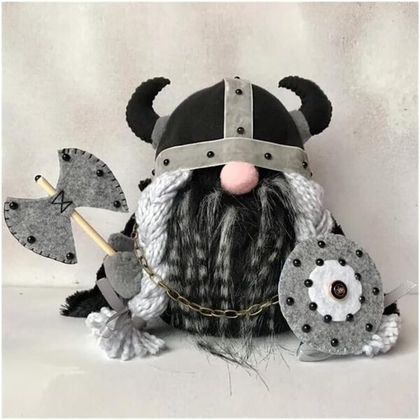 Set 3 Gnomi Guerrieri Vichinghi in Peluche per Decorazioni di Halloween e Autunno