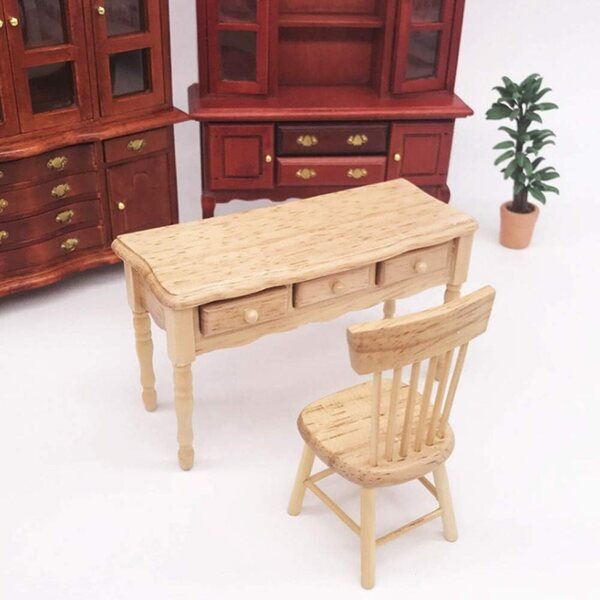 HEEPDD Scrivania in Legno Miniatura 1:12 con Cassetto per Casa delle Bambole