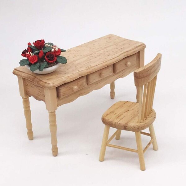 HEEPDD Scrivania in Legno Miniatura 1:12 con Cassetto per Casa delle Bambole