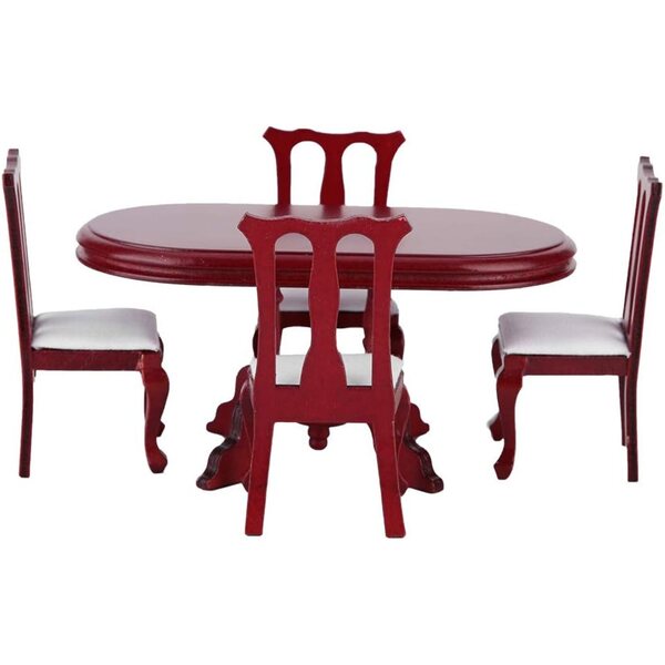 Miniatur-Möbelset 1:12, elliptischer Tisch und 4 elegante Stühle für das Puppenhaus
