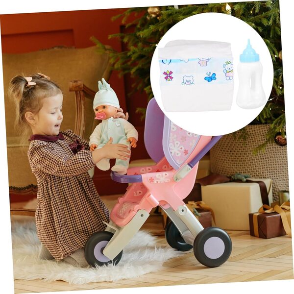 Set 2 Biberon e 2 Pannolini per Bambole – Accessori Gioco Ruolo WEKAMOS Resistenti