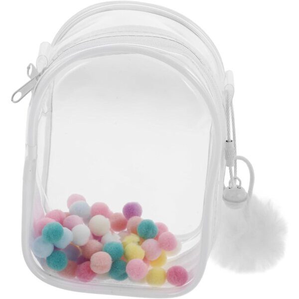 Vaguelly Transparente Puppentasche mit Pompons und tragbarer Organizer-Clutch