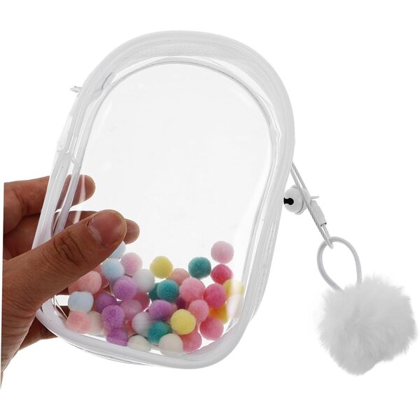 Vaguelly Transparente Puppentasche mit Pompons und tragbarer Organizer-Clutch