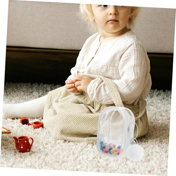 Vaguelly Transparente Puppentasche mit Pompons und tragbarer Organizer-Clutch