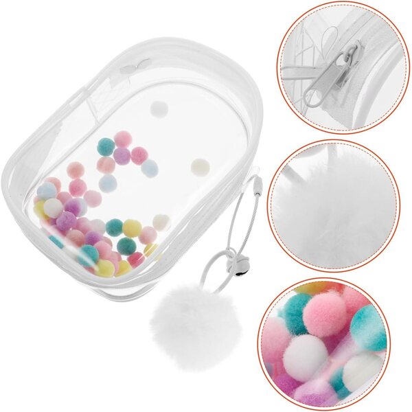 Vaguelly Transparente Puppentasche mit Pompons und tragbarer Organizer-Clutch