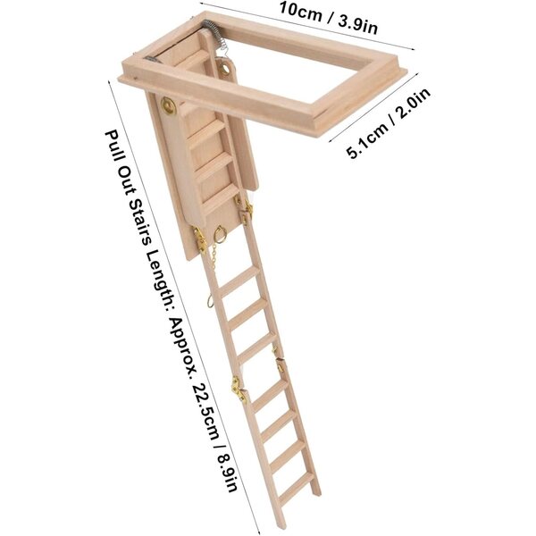 AMONIDA Scala Pieghevole in Legno Miniatura per Casa delle Bambole 1:12