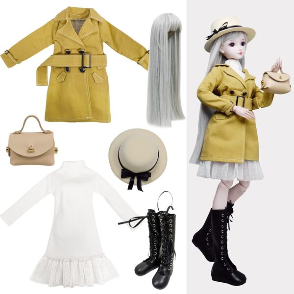 Proudoll Set Abbigliamento Invernale per Bambole 1/3 BJD 60 cm 24” Kaki