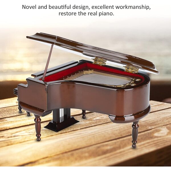 Mini Pianoforte in Legno con Carillon e Panca, Decorazione Elegante per Casa e Caffetteria