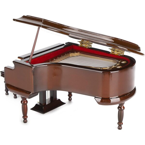 Mini Pianoforte in Legno con Carillon e Panca, Decorazione Elegante per Casa e Caffetteria