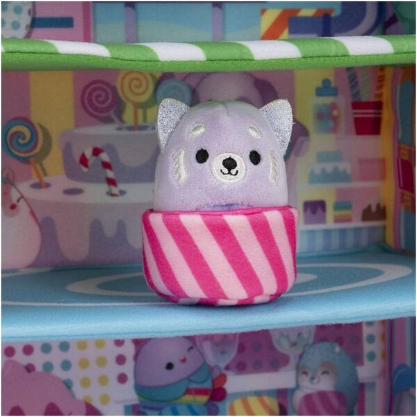 Squishville Sweet Shop-Set mit Priya, dem lila Panda, und Tres'zure, der blaugrünen Katze