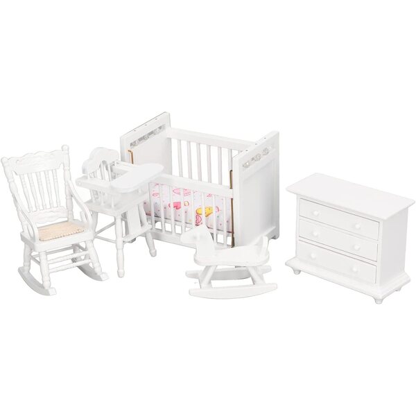 1:12 Miniatur-Möbelset aus Birke für Puppenhaus mit Schaukelpferd