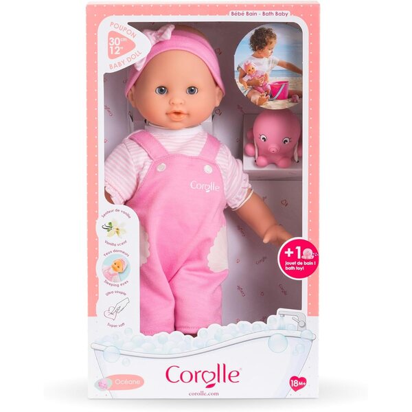 Corolle Baby Ocean Bath 30 cm mit Oktopus-Spielzeug – Badepuppe ab 18 Monaten