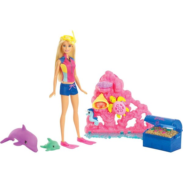 Barbie Playset Mare - Avventure Sottomarine con Delfini e Barriera Corallina Glitterata