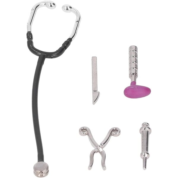 Mini Stetoscopio e Set Accessori Medici in Lega per Casa delle Bambole 1:12