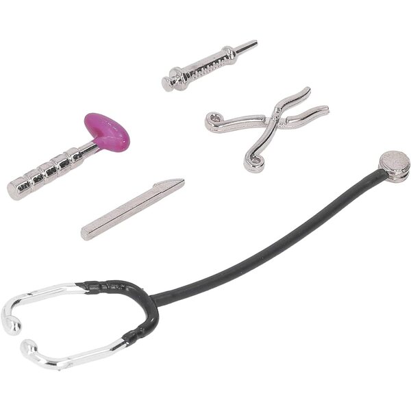 Mini Stetoscopio e Set Accessori Medici in Lega per Casa delle Bambole 1:12