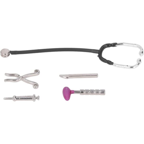 Mini Stetoscopio e Set Accessori Medici in Lega per Casa delle Bambole 1:12