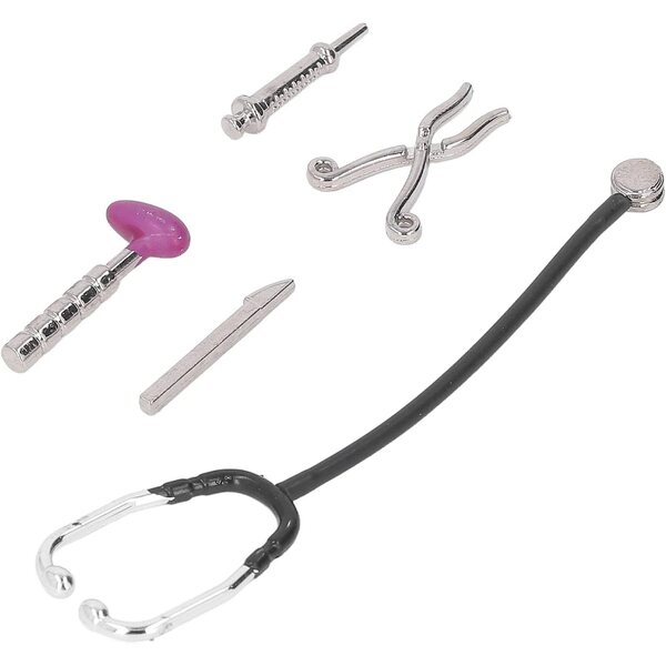 Mini Stetoscopio e Set Accessori Medici in Lega per Casa delle Bambole 1:12