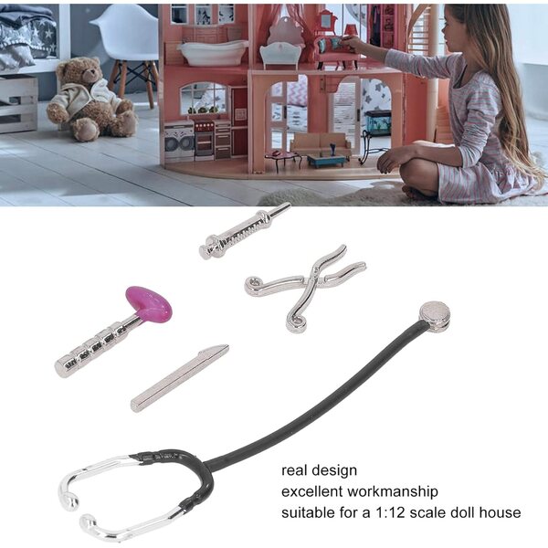 1:12 Puppenhaus Mini-Set für medizinische Geräte – Stethoskop und Zubehör aus Legierung