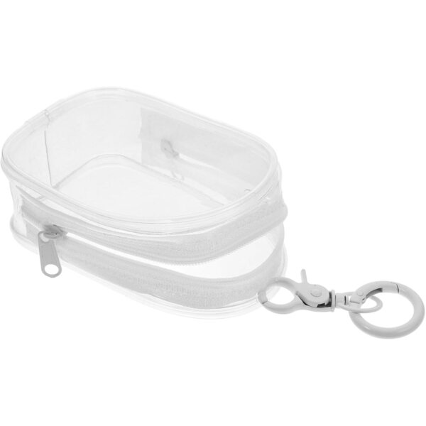 Borsa Trasparente in PVC con Cerniera e Portachiavi per Action Figure e Bambole 10x6x3,5 cm