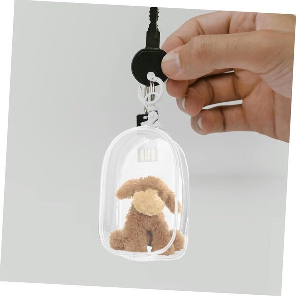 Borsa Trasparente in PVC con Cerniera e Portachiavi per Action Figure e Bambole 10x6x3,5 cm