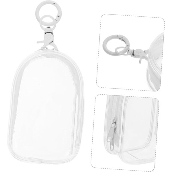 Borsa Trasparente in PVC con Cerniera e Portachiavi per Action Figure e Bambole 10x6x3,5 cm