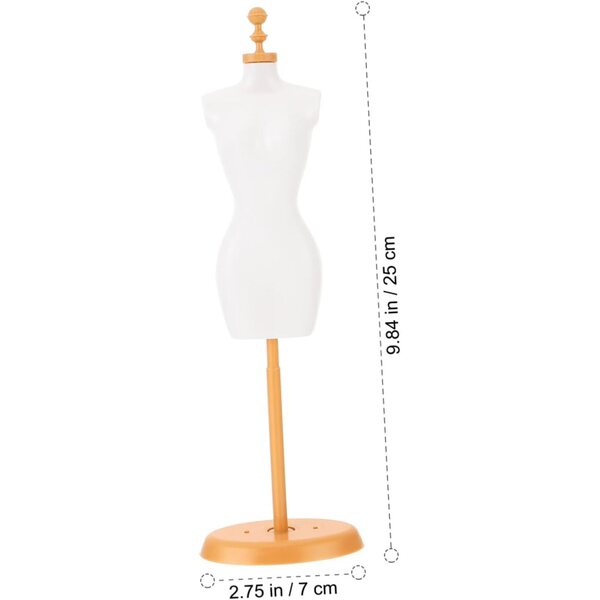 Supporto per Manichino Abiti Bambola Set 5 Pezzi Bianco Oro Miniature Resistenti