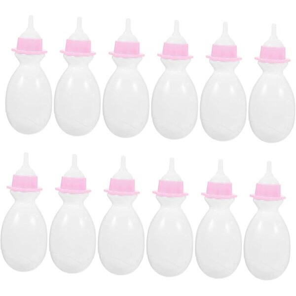 12 Mini-Milchflaschen aus Kunststoff für Rollenspiele und Duschgeschenke