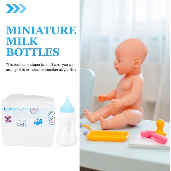 POPETPOP Miniaturflaschen und Windeln für Puppen – sicheres Rollenspielzubehör
