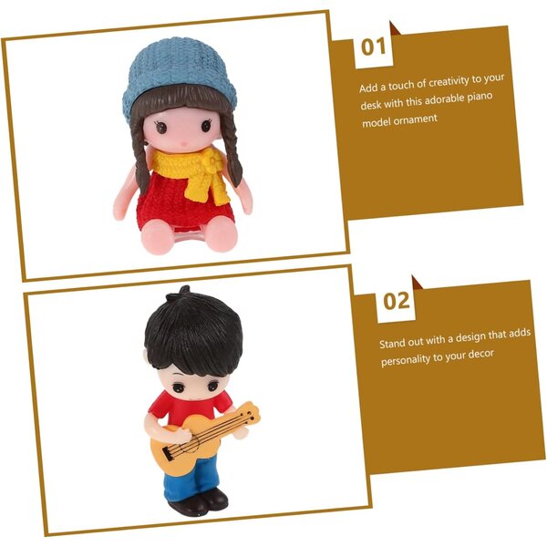 Klavier- und Gitarren-Miniatur-Set aus Kunstharz für Heim- und Bürodekorationen