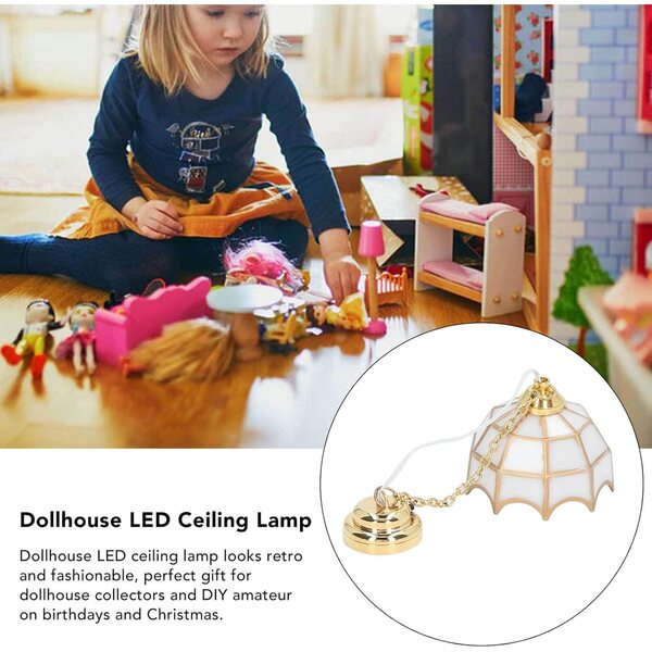 Lampada LED da Soffitto Bianca in Metallo per Casa delle Bambole 1:12, Decorazione Fai-da-te